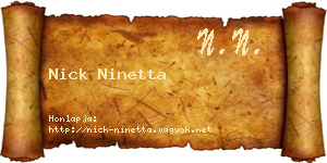 Nick Ninetta névjegykártya